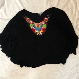 Embroidered black blouse